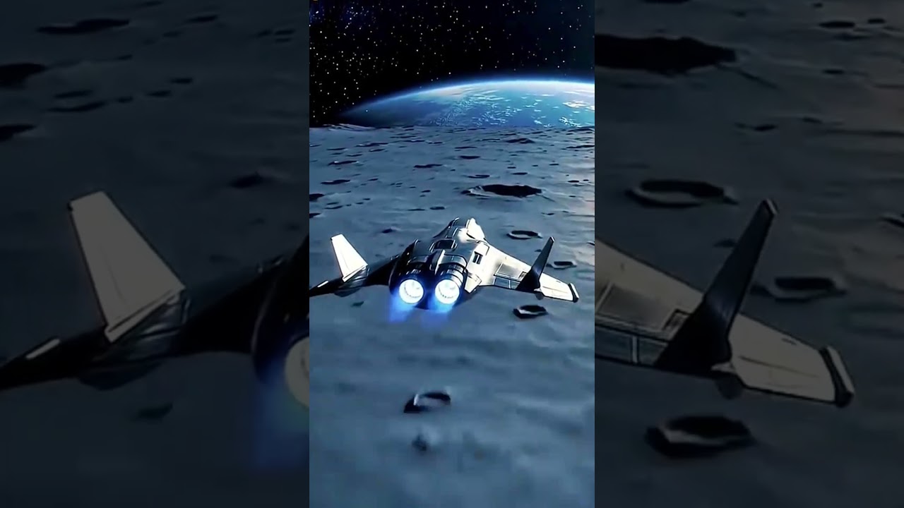 Futuristic Space Jet Flying Over the Moon 🌌 | Sci-Fi Cinematic 2050