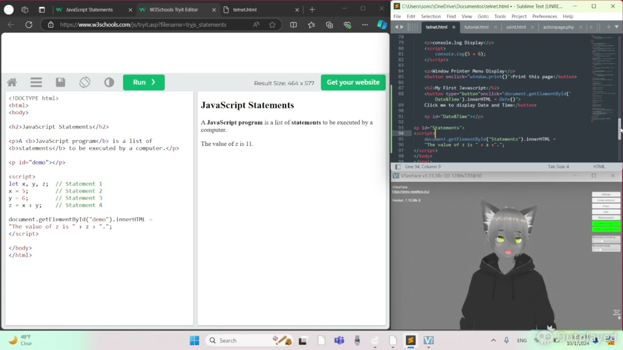 Javascript Statements