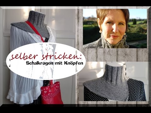 einfacher Rollkragenschal mit Knöpfen selber stricken -