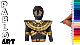 How to draw Gold Zeo Ranger from Power Rangers Zeo | step by step
