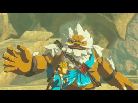 Daruk gives Link a pat on the back