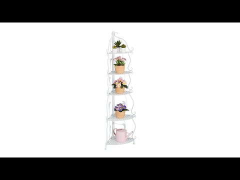 Plantenrek hoek met 5 etages wit wit - staal - 30 x 136 x 30 cm