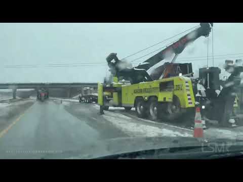 12-16-20 Harrisonburg, VA - Tractor Trailer Overturned Due to Snow on I-81