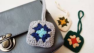 Easy Crochet Granny Square Bag Charm Tutorial