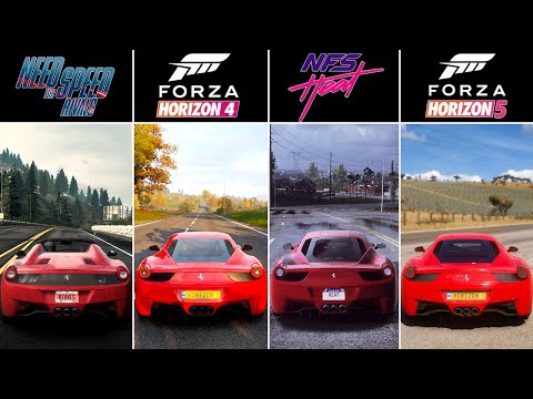 NFS Rivals vs Forza Horizn 4 vs NFS Heat vs Forza Horizon 5 | Sound and Top Speed Comparison | (HD)