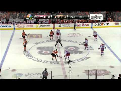 Michael Raffl tip in goal 4-0 Washington Capitals vs Philadelphia Flyers  3/5/14 NHL Hockey.