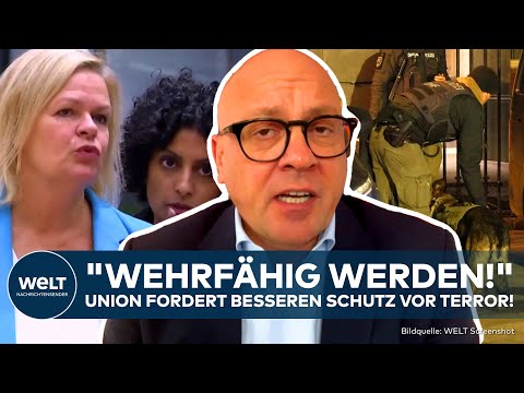 Video Thumbnail: DEUTSCHLAND: Faeser warnt vor Terrorgefahr! Union fordert "Zeitenwende auch bei Sicherheitsbehörden"