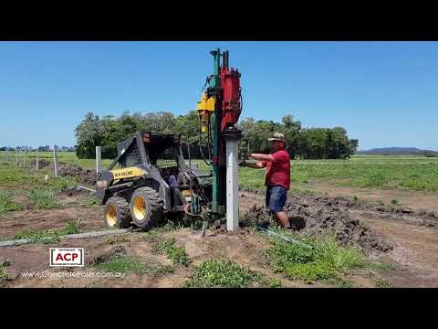How to build a trellis with concrete posts using a post driver.