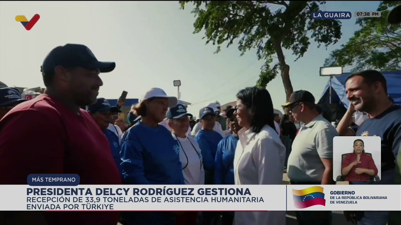 Delcy Rodríguez recibe ayuda humanitaria de Türkiye (Turquía) este 14 de julio de 2026