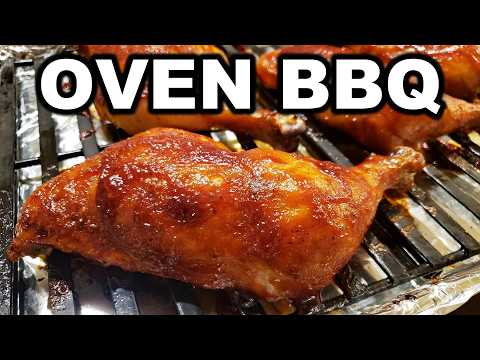 BBQ Chicken Hindquarters in Oven, Baked Beans, Slaw