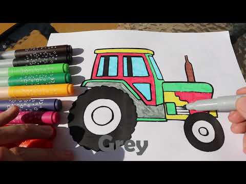 Let’s draw and paint Coloring Tractor and Fish  and Learn Colors | Colorăm Tractor