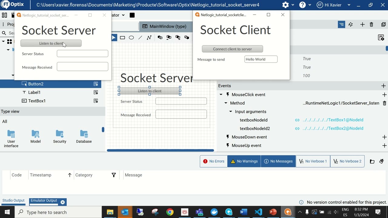 Socket TCP with Factory Talk Optix