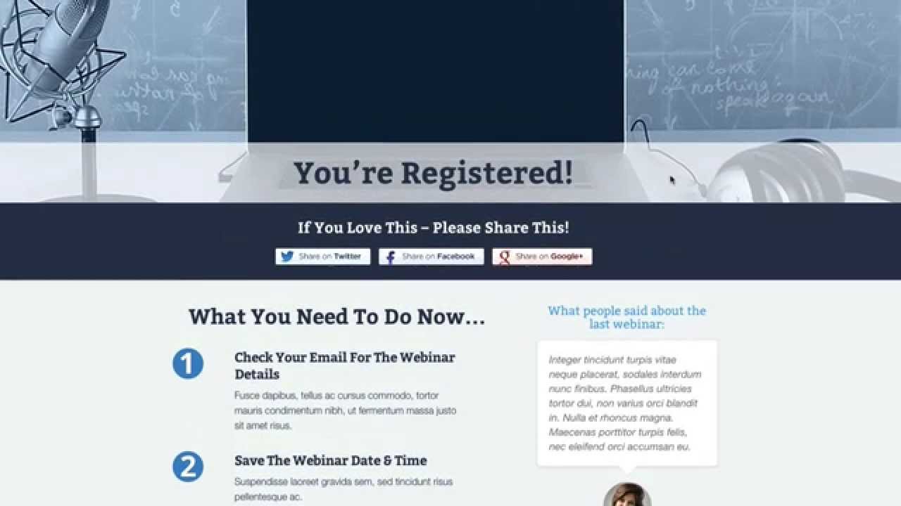 OptimizePress Club: WEBINAR - Thank You Page Template