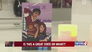 She wrote a hockey romance, but her husband played football
