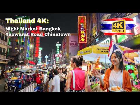 Bangkoks wildeste Straße? Nachtmarkt-Wahnsinn auf der Yaowarat Road 4K Walk in Chinatown
