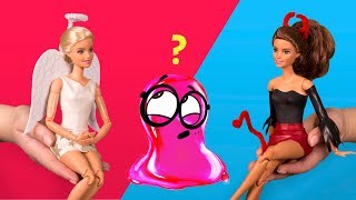Angel and Demon Easy No Sew Halloween Outfits for Barbie