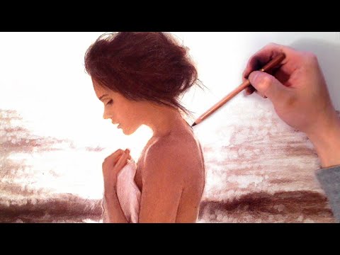 Girl by the Ocean – Charcoal Portrait Drawing