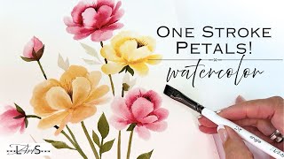 WHAT?! 😱🤯 Watercolor Petals in just ONE Stroke! Gorgeous Loose Watercolor Flowers you NEED to Try!