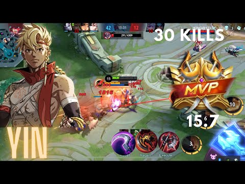 TOP GLOBAL!!! 30Kills!!! YIN INSANE PLAY WITH BEST BUILD - MLBB