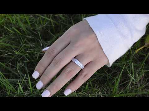 1 Ct. Double Row Double Shared Prong Wedding Ring - TwoBirch TB-WR-0229-WG-L