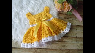 Download lagu Crochet Baby Dress Tutorial,  0-3 Months Crochet Baby Dress, How to Crochet, Free Crochet Pattern mp3