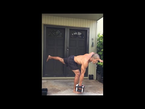 Balancing  With 20 lbs. Dumbbell (feet and calves) - age 52, November 26, 2020