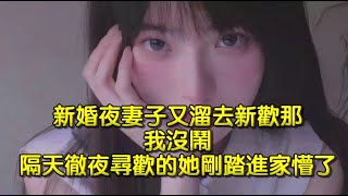 新婚夜妻子又溜去新歡那，我沒鬧，隔天徹夜尋歡的她剛踏進家懵了
