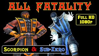 All of Scorpion & Subzero Fatality Attack - Mortal Kombat Shaolin Monks Scorpion & Subzero Fatality