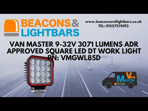 Van Master 9-32V 3071 Lumens ADR Approved Square LED Work Light w/ DT Connector PN: VMGWL85D