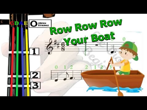 Row Row Row Your Boat | Violin Tutorial | Children Song | 小提琴 | 划船歌 | 兒歌 [Level 1]