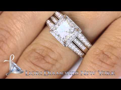 ER-0937 - 2.56 Carat H-SI2 Radiant Cut Natural Diamond Engagement Ring 18k Gold Pave Halo