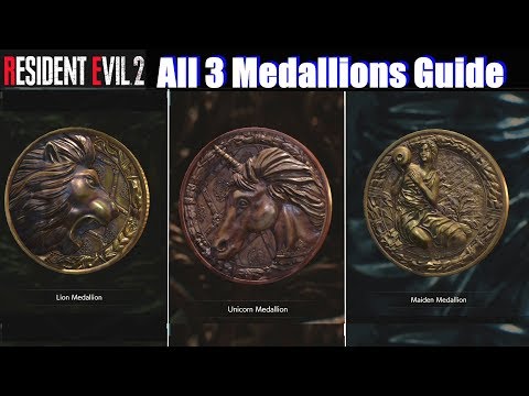 RE2 How To Get 3 Medallions (Lion, Unicorn, Mermaid) - Resident Evil 2 Remake PS4 Pro