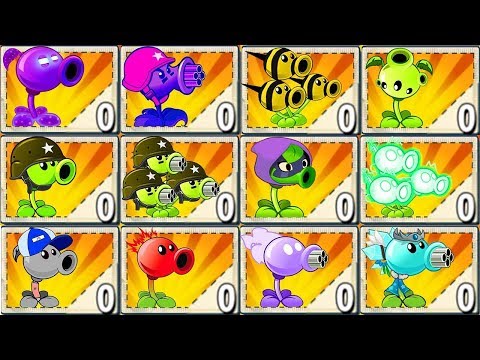 Plants vs Zombies 2 Mod: ALL PEA MAX LEVEL POWER-UP vs GARGANTUAR FIGHT
