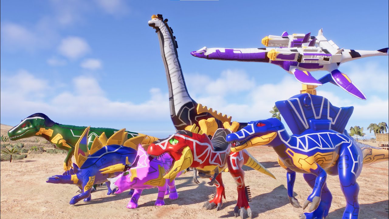 New! Power Rangers Dino Super Charge Zords Battle and Rampage in Jurassic World