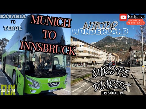 Munich (Germany) to Innsbruck (Austria) by Flixbus | Snow Covered Alps | Garmisch | Mittenwald |