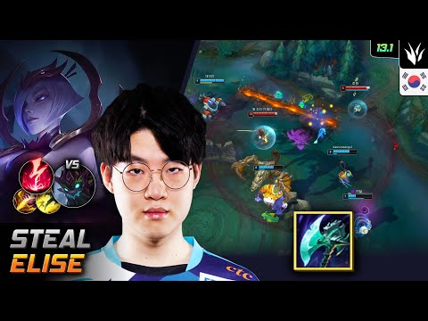 Steal Jungle Elise Build Night Harvester Electrocute - Steal Elise Match Highlight - LOL KR 13.1