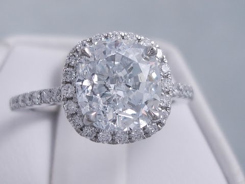 3.44 ctw Cushion Cut Lab Grown Diamond Engagement Ring D SI2 - BigDiamondsUSA