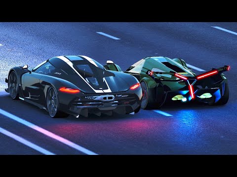 Koenigsegg Jesko Absolut vs Lamborghini V12 Vision GT - Drag Night Race 20 KM