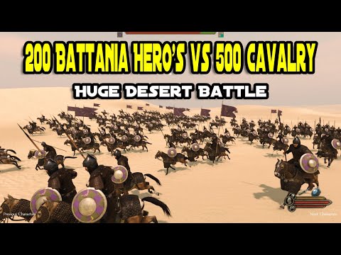 Mount & Blade 2: Bannerlord 200 Battanian Hero Archers vs 500 Cavalry Huge Desert Battle