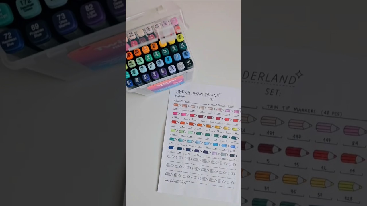 Making a color swatch chart for art supplies - budget twin tip markers for #coloring #coloringbook