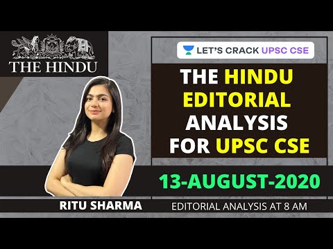 13-August-2020 | The Hindu Editorial Analysis for UPSC CSE | Crack UPSC CSE/IAS | Ritu Sharma