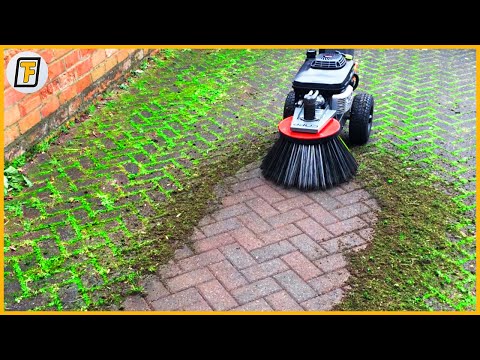 It Scrubs MOSS CRYSTAL CLEAN ! - Satisfying Street Sweeper & Driveway Cleaning Machines
