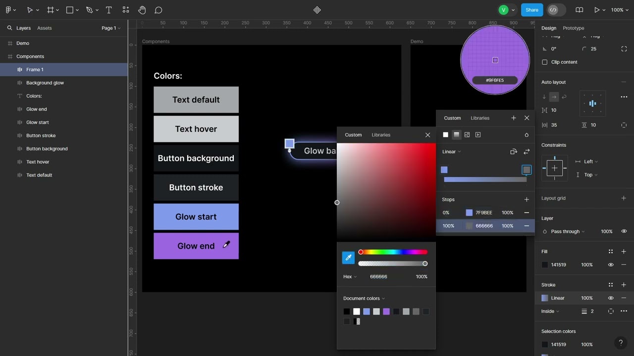How to make gradient glow buttons in Figma