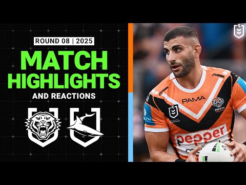 NRL Highlights | 2025 NRL Match Reactions and Highlights | Wests Tigers v Sharks  | Round 8, 2025