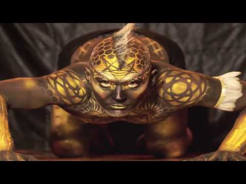 Bodypainted into a futeristic Wildman