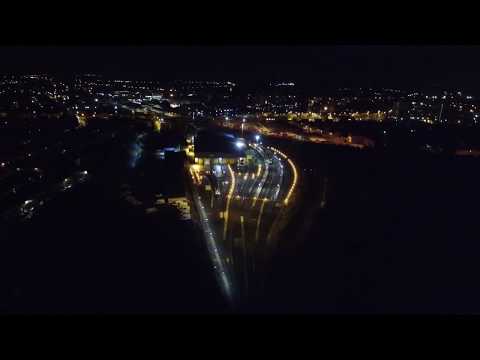 Network Rail Chester depot at night.