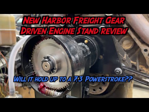 NEW Harbor Freight tool review! Gear Driven Rotating Head Engine Stand, Will it hold up to a diesel?