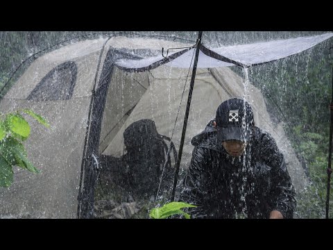 ALONE in the Tent During a MONSOON‼️ HEAVY RAIN CAMPING AND THUNDER⛈️