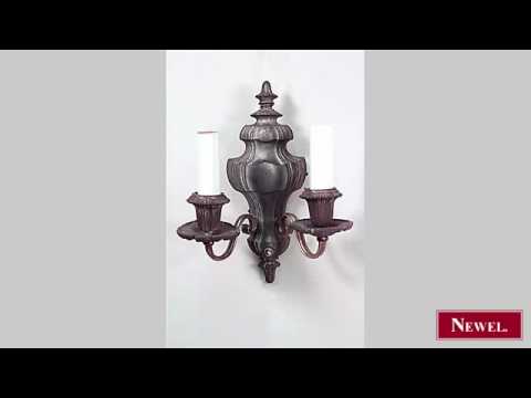 Antique 3 English Georgian style pewter & brass 2 arm wall