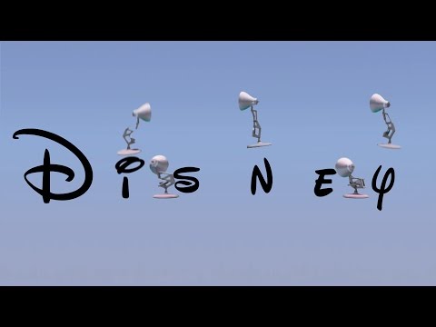 Five Luxo Lamps Spoof Disney Logo